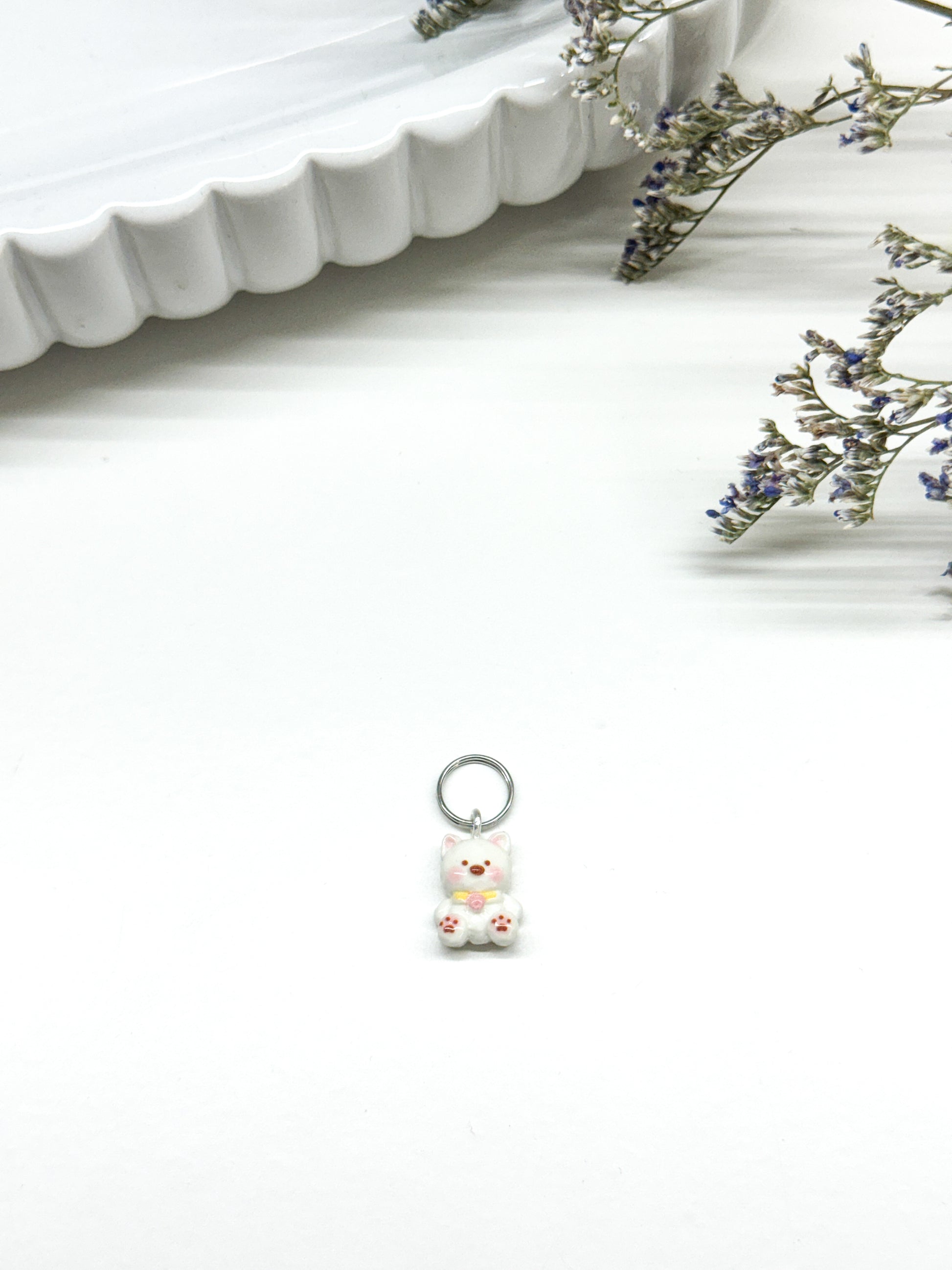 mini white bear charm