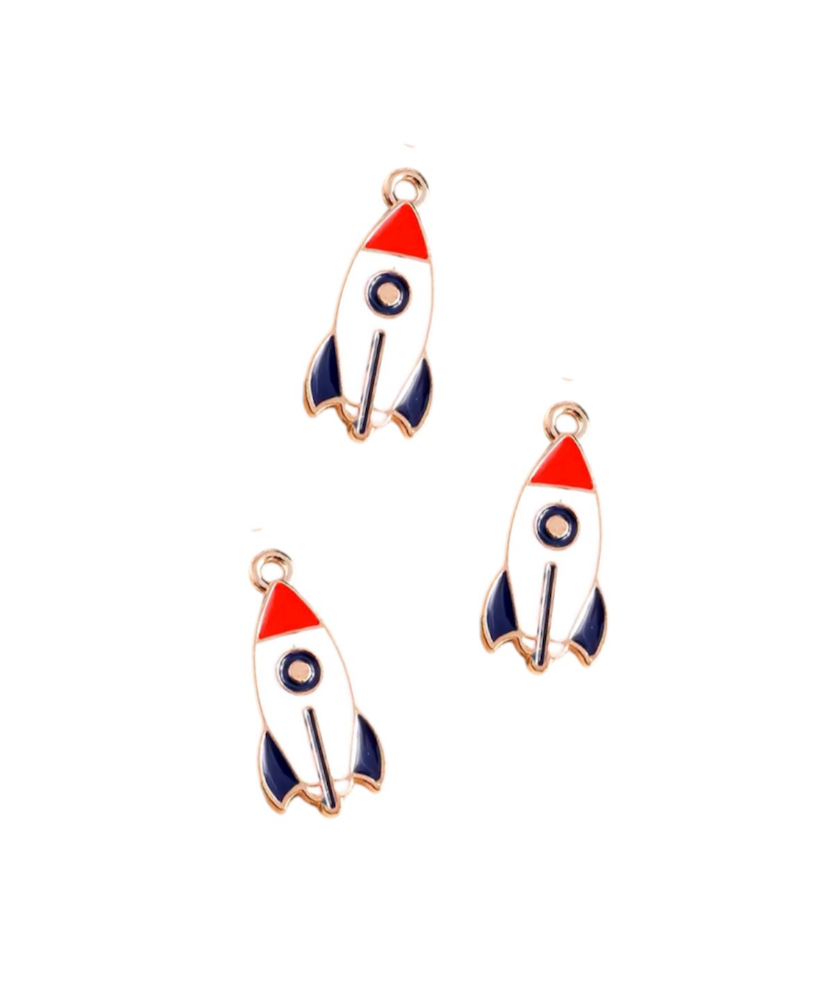 rocket ship enamel charm