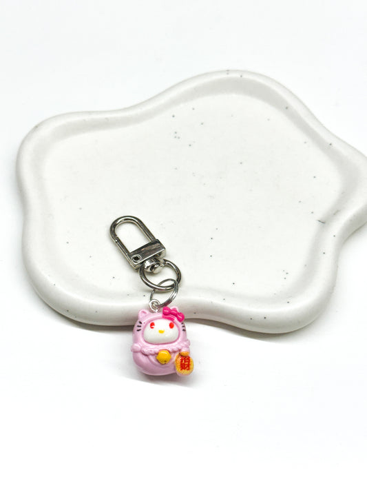 Lucky Cat Keychain- Light Pink