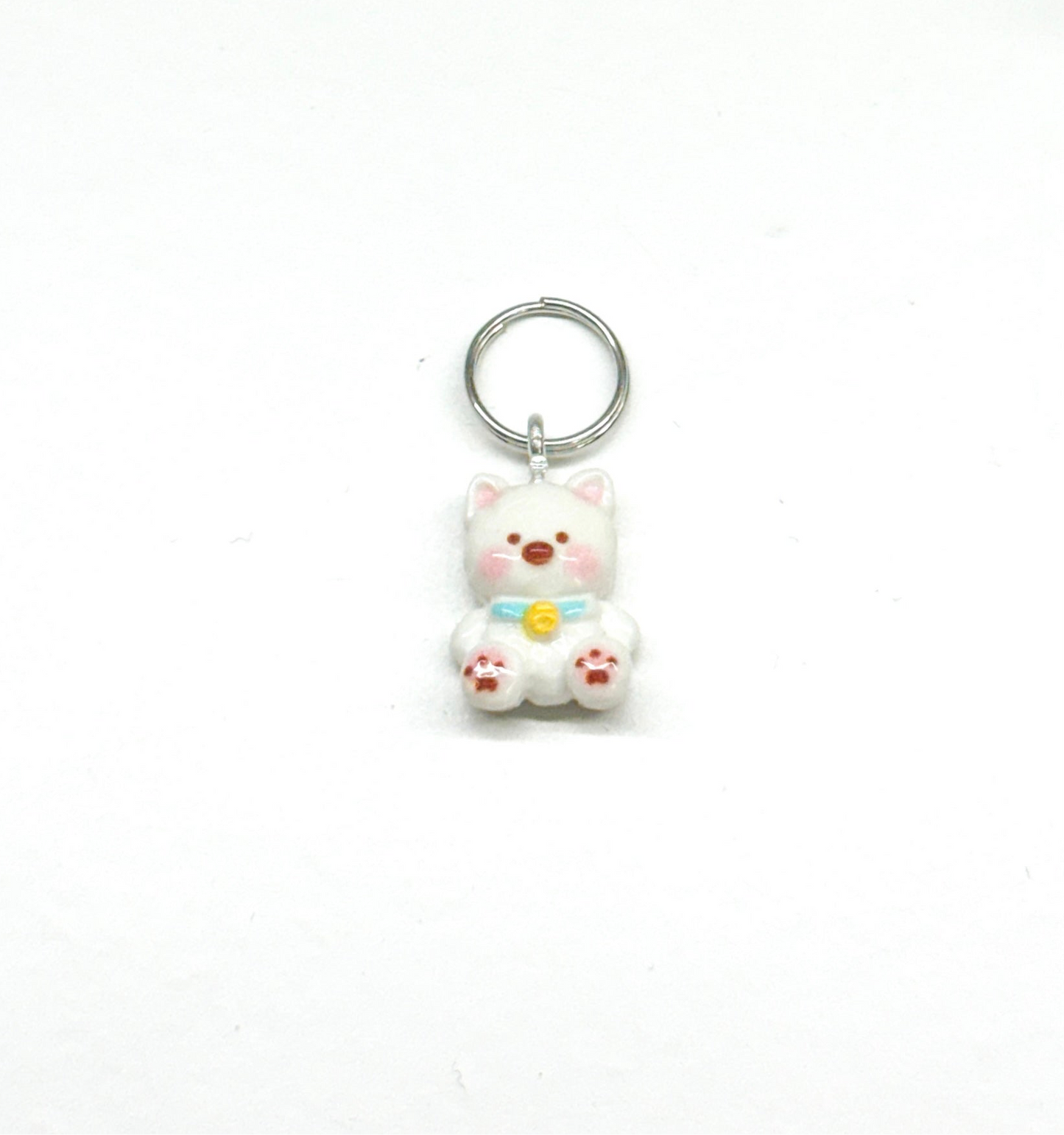 Mini White Bear Charm - Blue