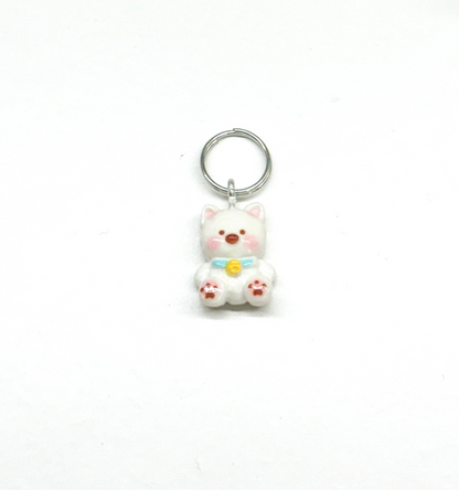 Mini White Bear Charm - Blue