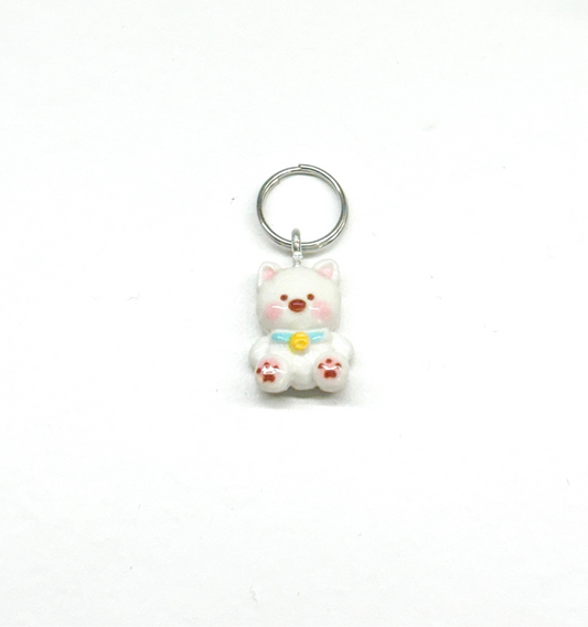 Mini White Bear Charm - Blue