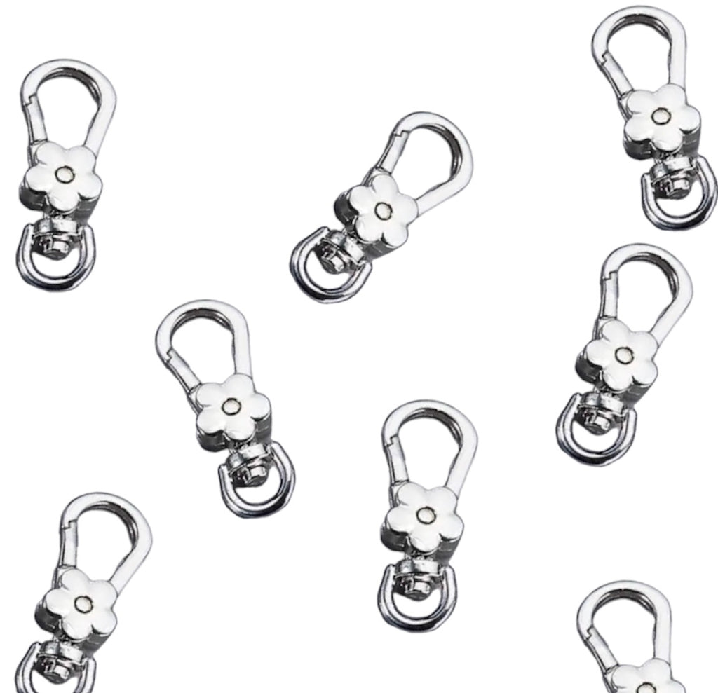 metal flower clasp - silver