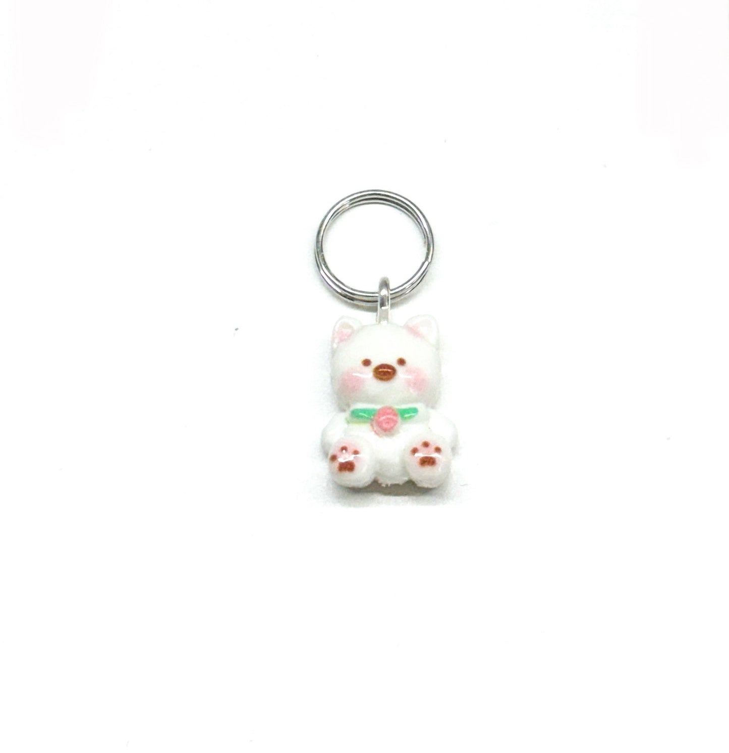 Mini White Bear Charm - Green