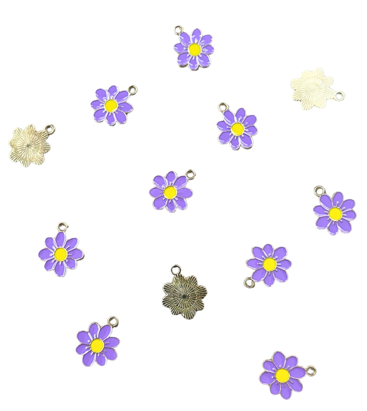 Purple Daisy Charms (Gold Backing)