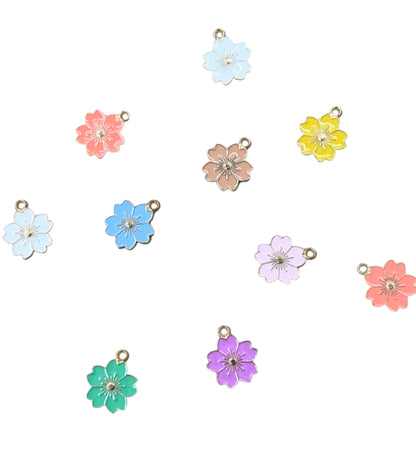 Japanese Cherry Blossom Charms - Gold Backing