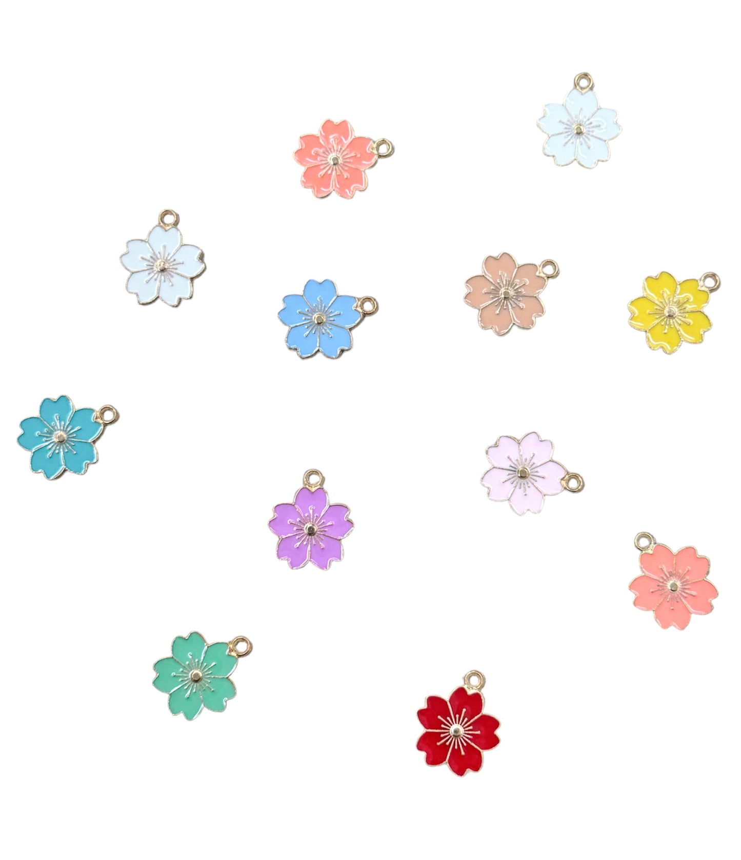 Japanese Cherry Blossom Charms - Gold Backing