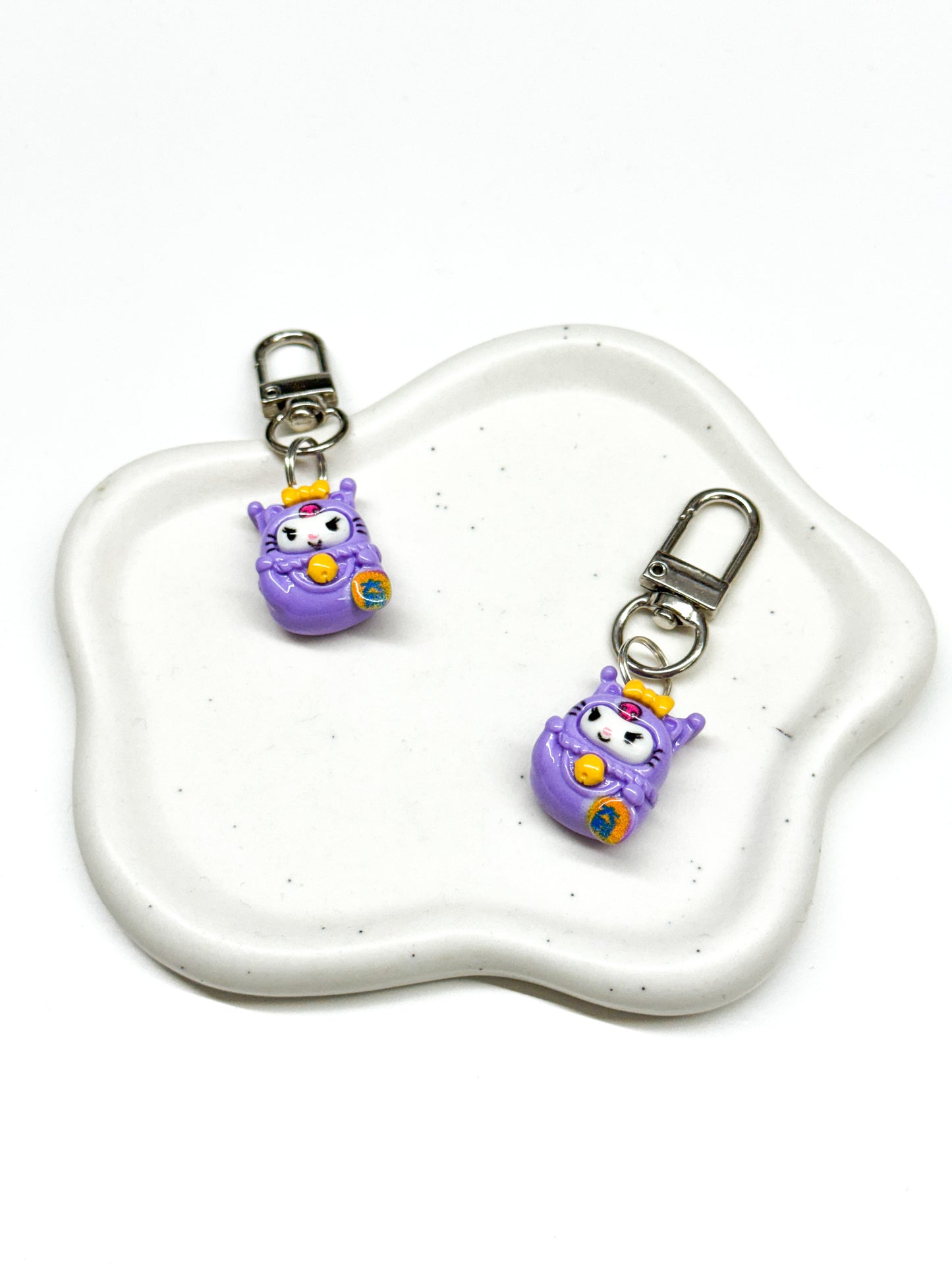 Lucky Cat Keychain - Purple