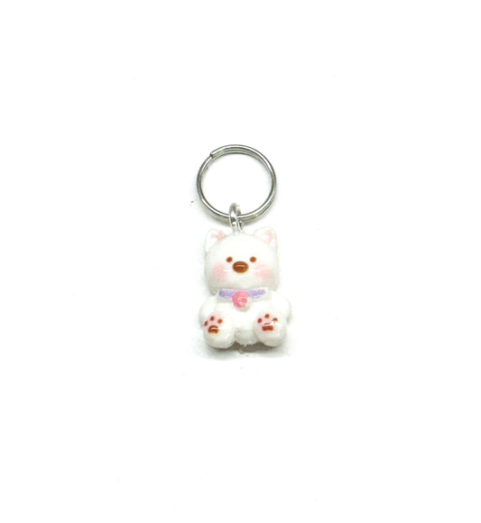 Mini White Bear Charm - Purple